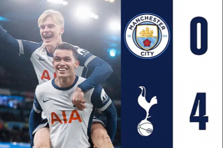 出乎意料的溃败！上赛季英超，麦迪逊双响建功，曼城0-4惨败热刺
